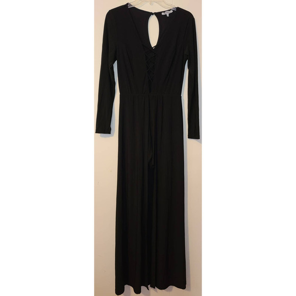 Stilettos Long Maxi Dress Women's Size Medium V-Neck Lace Up Criss-Cross (R) - Picture 1 of 10